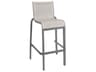 Grosfillex Sunset Sling Aluminum Resin Platinum Gray Armless Patio Bar Stool in Gray