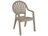 Grosfillex Pacific Fanback Resin French Taupe Stacking Outdoor Dining Arm Chair