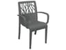 Grosfillex Vegetal Resin Charcoal Stacking Patio Dining Arm Chair