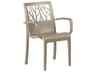 Grosfillex Vegetal Resin Taupe Stacking Outdoor Dining Arm Chair