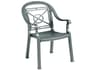 Grosfillex Victoria Classic Resin Charcoal Stacking Outdoor Dining Arm Chair