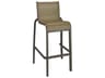 Grosfillex Sunset Sling Aluminum Resin Fusion Bronze Armless Outdoor Bar Stool in Cognac