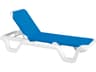 Grosfillex Marina Sling Resin White Adjustable Patio Chaise Lounge in Blue