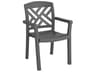 Grosfillex Sanibel Resin Charcoal Stacking Outdoor Dining Arm Chair
