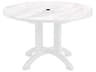 Grosfillex Aquaba Classic Resin White Marble/ White Round Patio Dining Table with Umbrella Hole