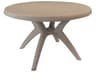 Grosfillex Ibiza Resin French Taupe Round Patio Dining Table with Umbrella Hole
