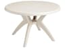 Grosfillex Ibiza Resin Sand Round Outdoor Patio Dining Table with Umbrella Hole