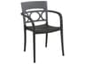 Grosfillex Moon Resin Titanium Gray/Charcoal Stacking Outdoor Patio Dining Arm Chair