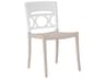Grosfillex Moon Resin Glacier White/Linen Stacking Patio Dining Side Chair