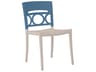 Grosfillex Moon Resin Denim Blue/Linen Stacking Outdoor Patio Dining Side Chair