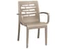 Grosfillex Essenza Resin Taupe Stacking Outdoor Dining Arm Chair