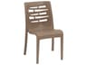 Grosfillex Essenza Resin Taupe Stacking Outdoor Patio Dining Side Chair