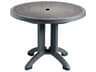 Grosfillex Aquaba Resin Zinc/Charcoal Round Patio Dining Table with Umbrella Hole