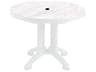 Grosfillex Aquaba Resin White Marble/White Round Outdoor Dining Table with Umbrella Hole