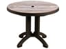 Grosfillex Aquaba Resin Ranch/Bronze Round Patio Dining Table with Umbrella Hole