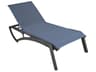 Grosfillex Sunset Aluminum Resin Volcanic Black Outdoor Chaise Lounge in Madras Blue