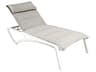 Grosfillex Sunset Sling Resin Aluminum Glacier White Comfort Outdoor Patio Chaise Lounge in Beige