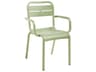 Grosfillex Cannes Resin Sage Green Stacking Outdoor Patio Dining Arm Chair