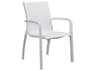 Grosfillex Sunset Sling Aluminum Glacier White Stacking Outdoor Dining Arm Chair in White