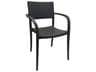 Grosfillex Java Resin Charcoal Stacking Outdoor Patio Dining Arm Chair