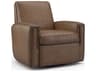 Hickory White Custom Elements Upholstery Swivel Brown Leather Accent Chair