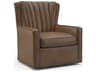 Hickory White Custom Elements Upholstery Swivel Brown Leather Accent Chair