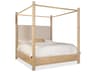 Hooker Furniture Retreat Pole Rattan Neo Cream Dune Brown Solid Wood Upholstered King Poster Bed with Canopy