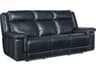 Hooker Furniture Montel Lay Flat Power Cosmos Cobalt Black Leather Sofa with Headrest & Lumbar