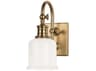 Hudson Valley Keswick 1-Light Aged Brass Off White Glass Wall Sconce
