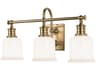 Hudson Valley Keswick 3-Light Aged Brass Glass Vanity Light