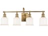 Hudson Valley Keswick 4-Light Aged Brass Off White Glass Vanity Light