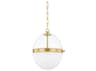 Hudson Valley Donnell 1-Light Aged Brass Glass Globe Pendant