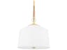 Hudson Valley White Plains 1-Light Aged Brass Drum Pendant