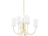 Hudson Valley Harlem 6-Light Aged Brass White Cylinder Chandelier