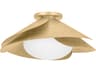 Hudson Valley Brookhaven 1-Light Vintage Gold Leaf White Glass Flush Mount