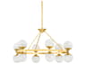 Hudson Valley Grafton 12-Light Aged Brass White Globe Round Chandelier