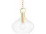 Hudson Valley Lina 1-Light Aged Brass Glass Bell Pendant