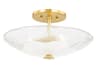 Hudson Valley Lago 3-Light Aged Brass White Glass Bowl Semi Flush Mount