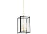 Hudson Valley Chaselton 3-Light Aged Brass Black Glass Lantern Mini Pendant