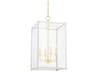 Hudson Valley Chaselton 4-Light Aged Brass White Glass Lantern Pendant