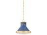 Hudson Valley Highclere 1-Light Aged Brass Soft French Blue Mini Pendant