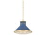 Hudson Valley Highclere 1-Light Aged Brass Soft French Blue Pendant