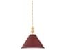 Hudson Valley Painted No. 2 1-Light Aged Brass Soft Crimson Red Pendant