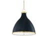 Hudson Valley Painted 3-Light Aged Brass darkest Blue Bell Pendant