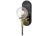 Hinkley Gilda 1-Light Black Heritage Brass Glass Wall Sconce