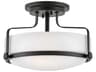 Hinkley Harper 3-Light Black Glass Bowl Semi Flush Mount