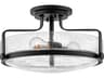 Hinkley Harper 3-Light Black Glass Bowl Semi Flush Mount