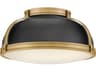 Hinkley Barton 3-Light Black Lacquered Brass Round Flush Mount