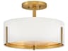 Hinkley Halle 3-Light Lacquered Brass Drum Semi Flush Mount