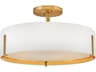 Hinkley Halle 4-Light Lacquered Brass Drum Semi Flush Mount